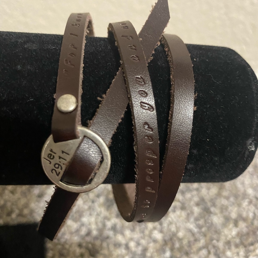 Thin brown leather wrap bracelet